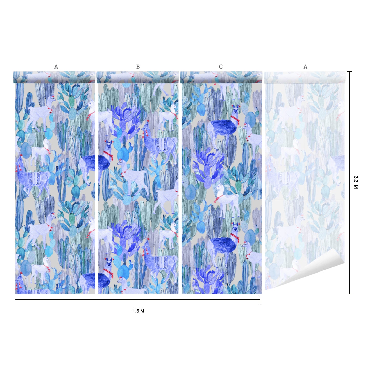 Llamas, Blue on Light Grey – The Pattern Collective
