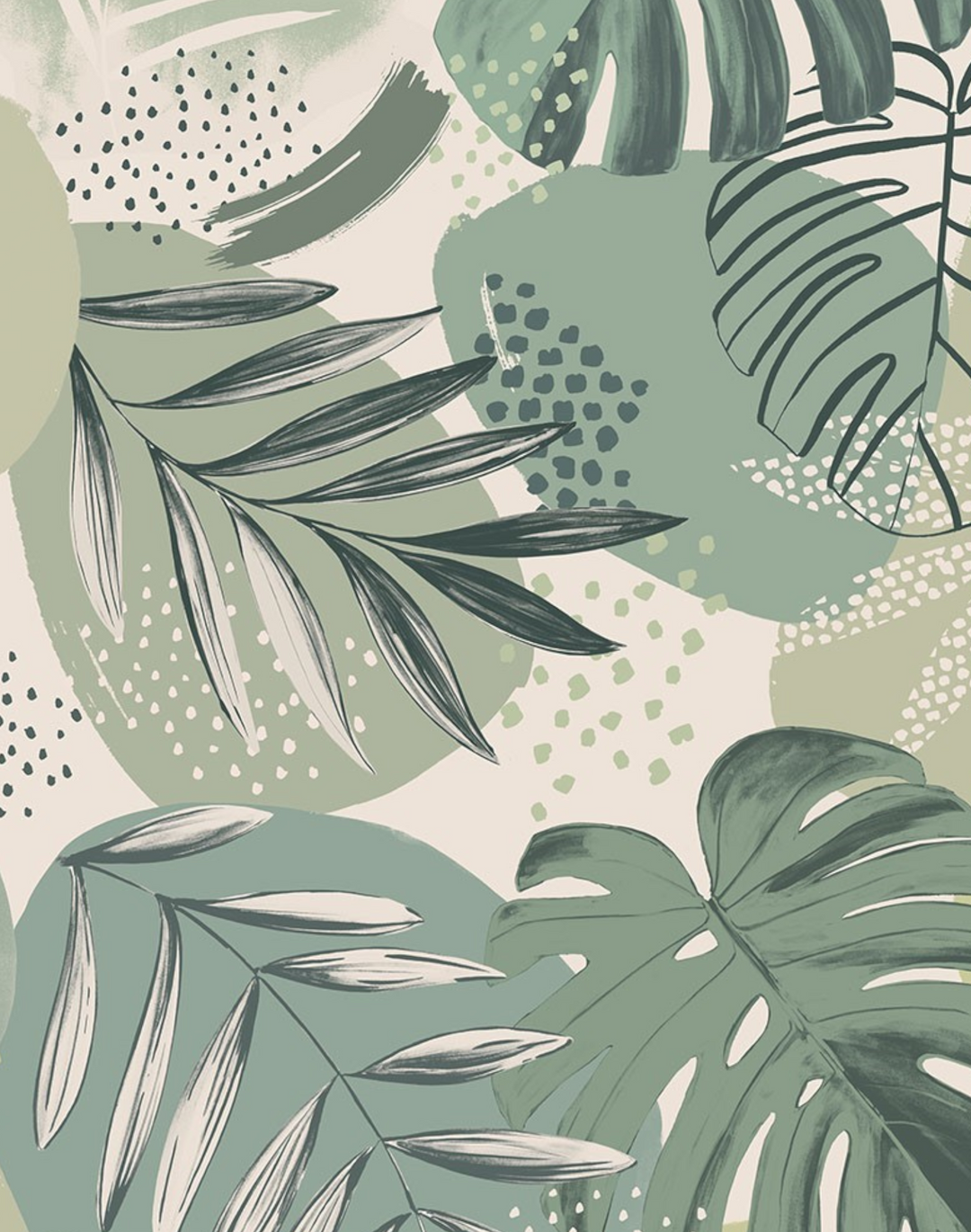 ABSTRACT JUNGLE LEAF GREEN