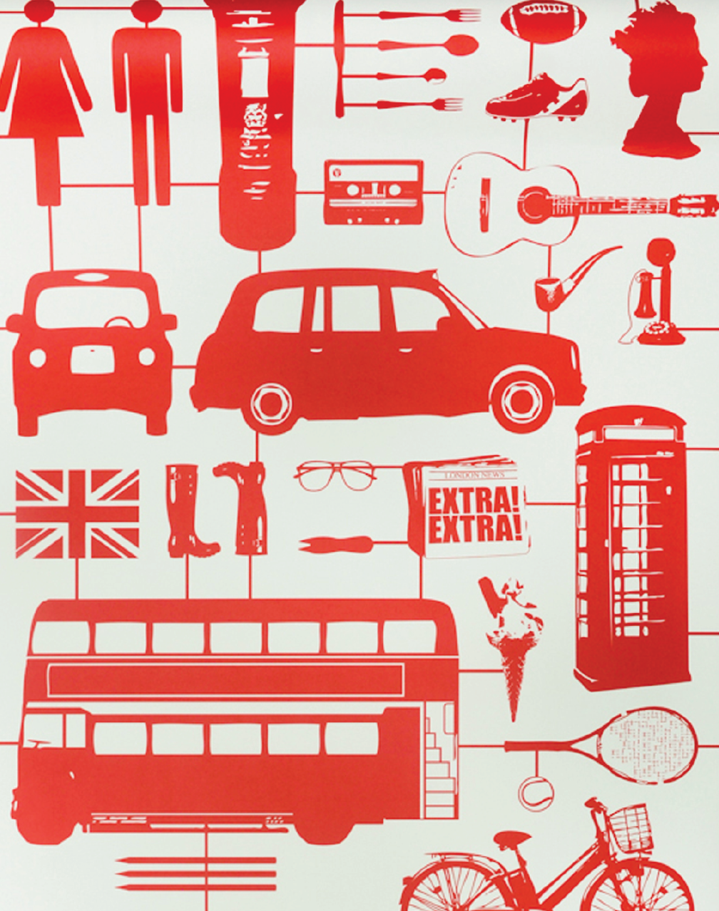 Airfix London Wallpaper in Red