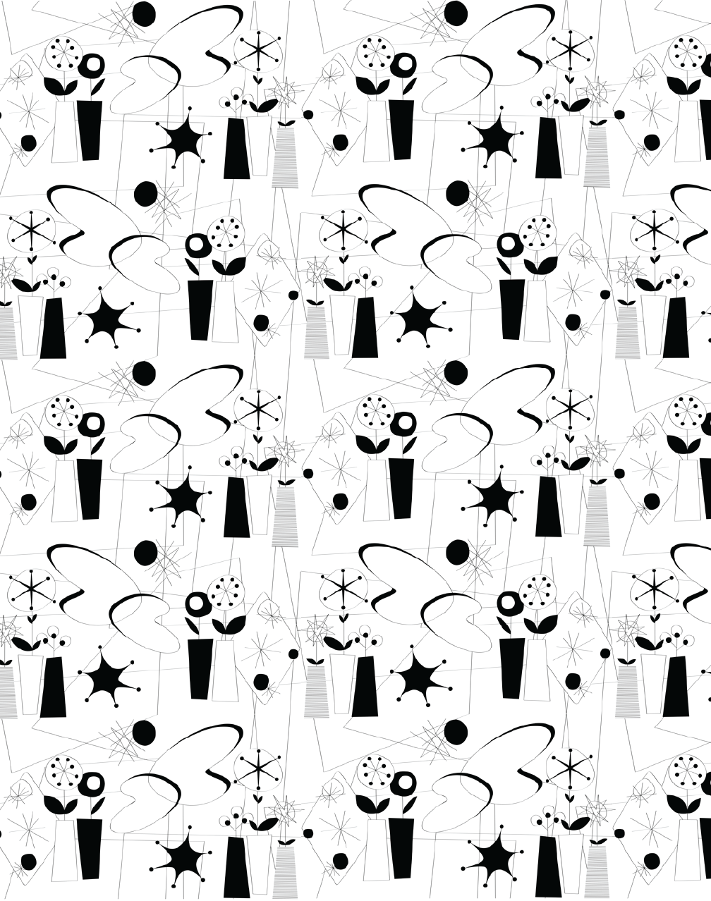 Atomic Wallpaper, Black & White
