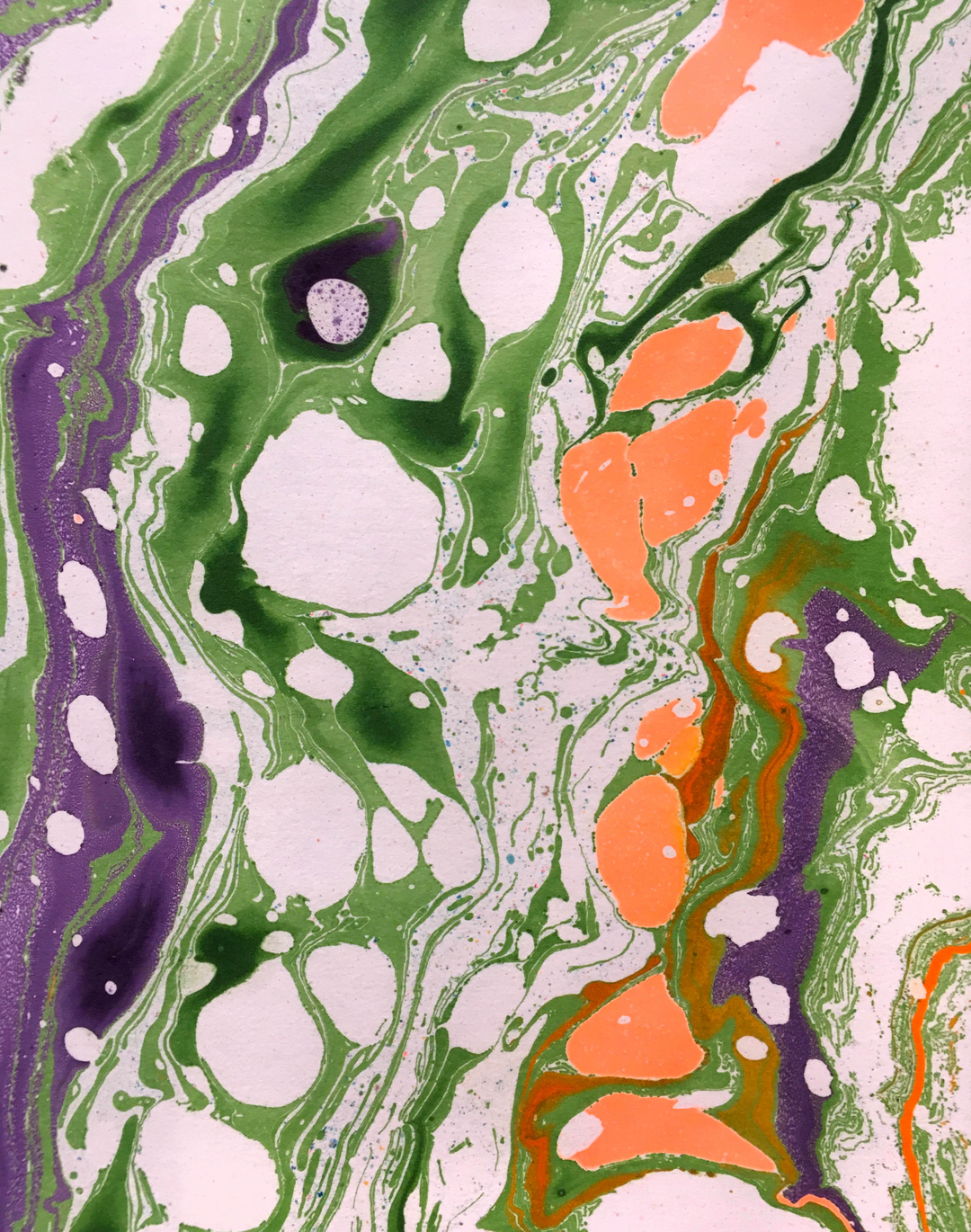 Autumn Marble Panel in Green, Purple, Orange, & Neon Orange