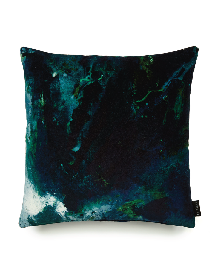 17 Patterns Beyond Nebulous Green & Blue Cushion