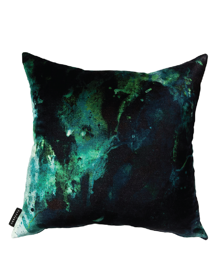 17 Patterns Beyond Nebulous Green & Blue Cushion