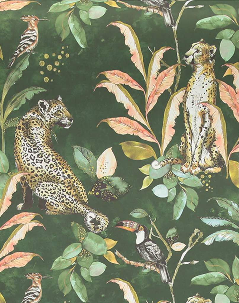 Green leopard print green cheetah Fabric byeti`enne