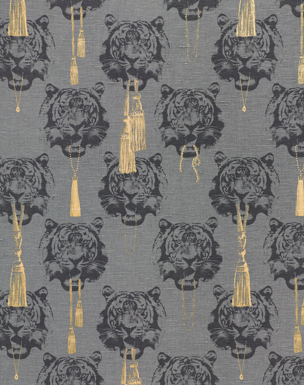 Coco Tiger Fabric, Grey