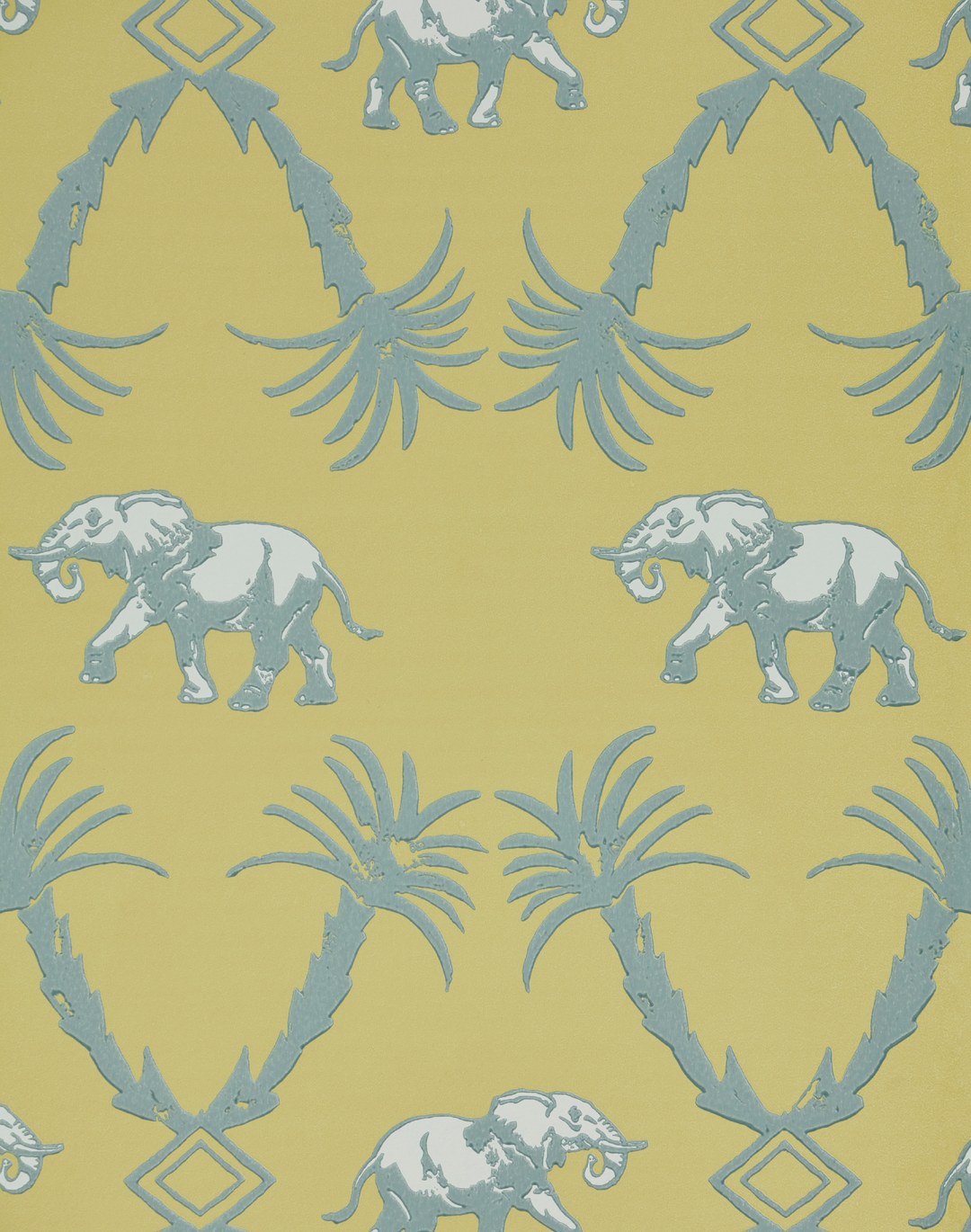 Elephant Palm, Ochre/Blue