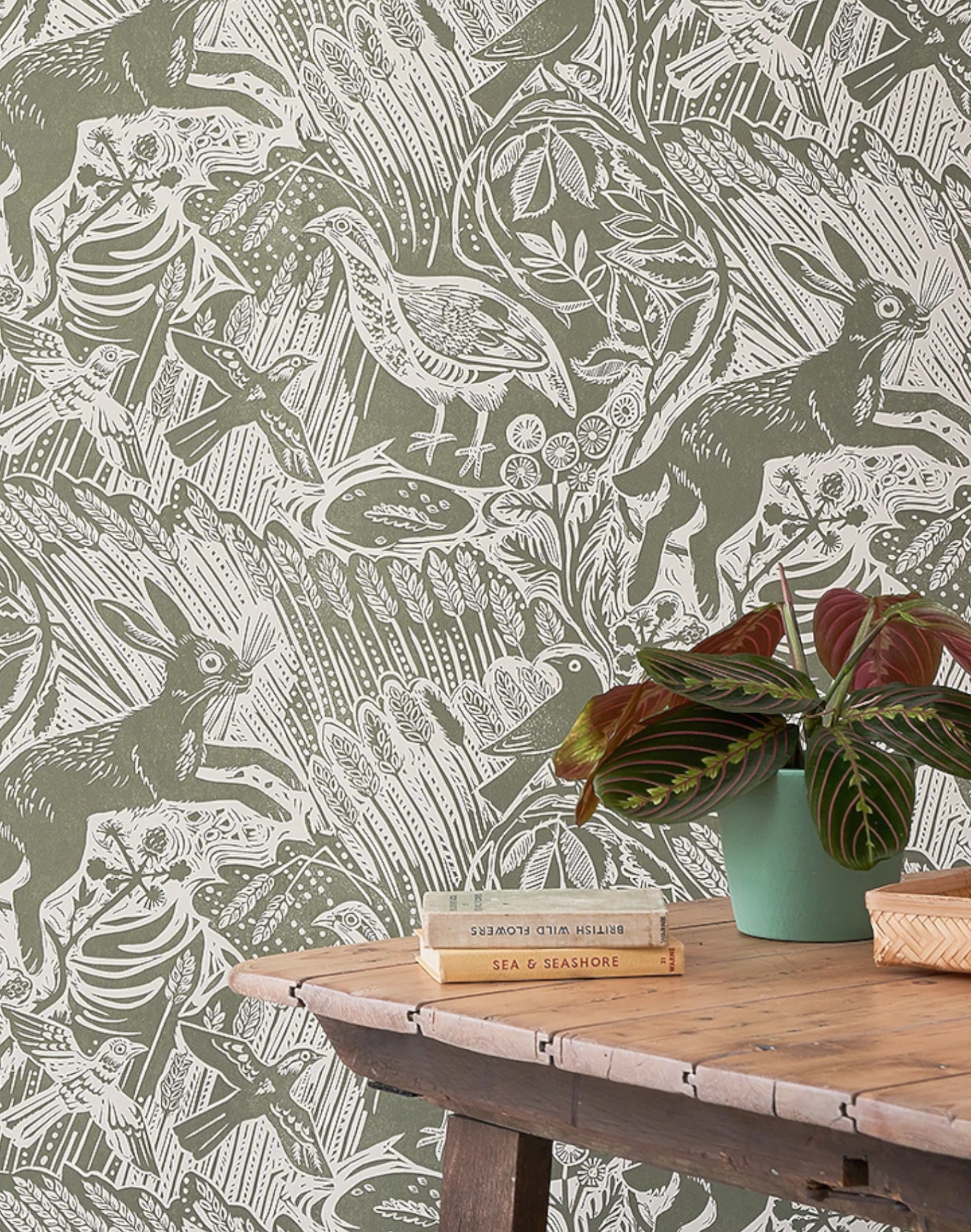 Monkeys and Birds wallpaper  Sheila Robinson  St Judes Fabrics   Wallpapers