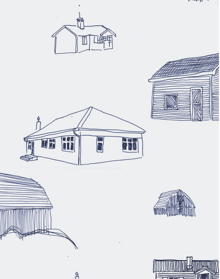 Homes, Ballpoint Pen on Gray