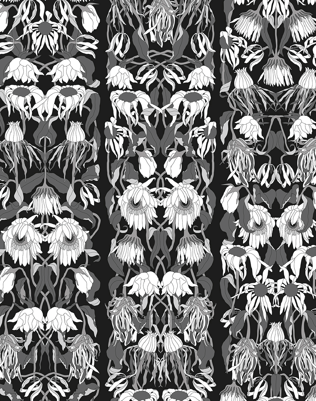 JOB-06 Withered Flowers Black Wallpaper by Studio Job