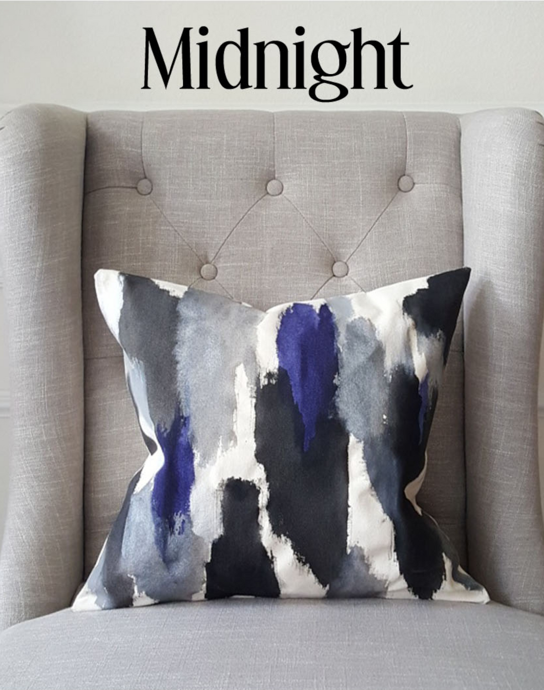 Julie Kay Hand Painted Watercolor Pillow Cover, Midnight