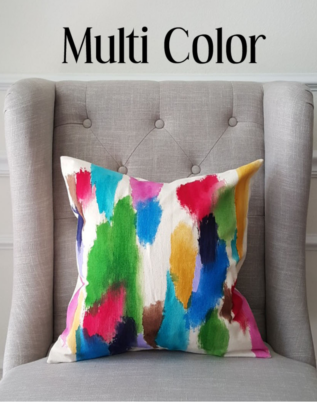 Julie Kay Hand Painted Watercolor Pillow Cover, Multi Colored