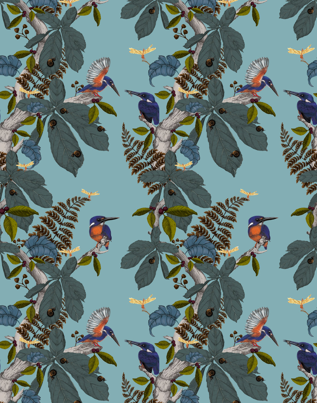 Kingfisher, Original on Blue