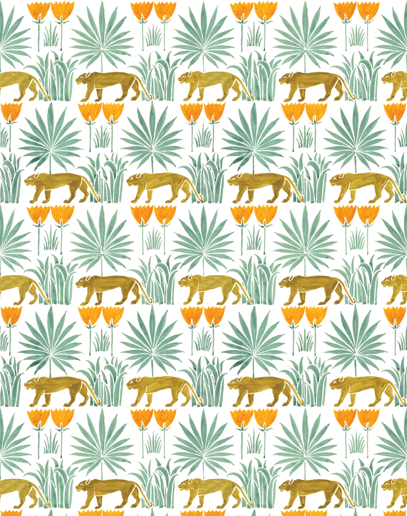 lioness and palms wallpaper