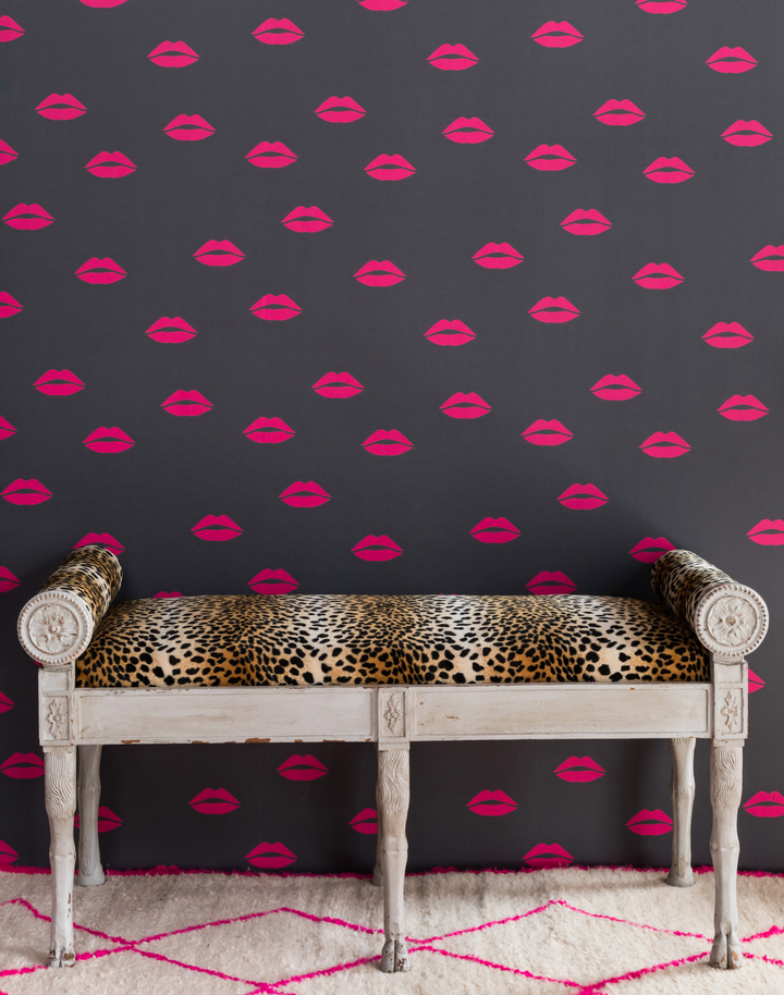 Lips, Hot Pink on Grey