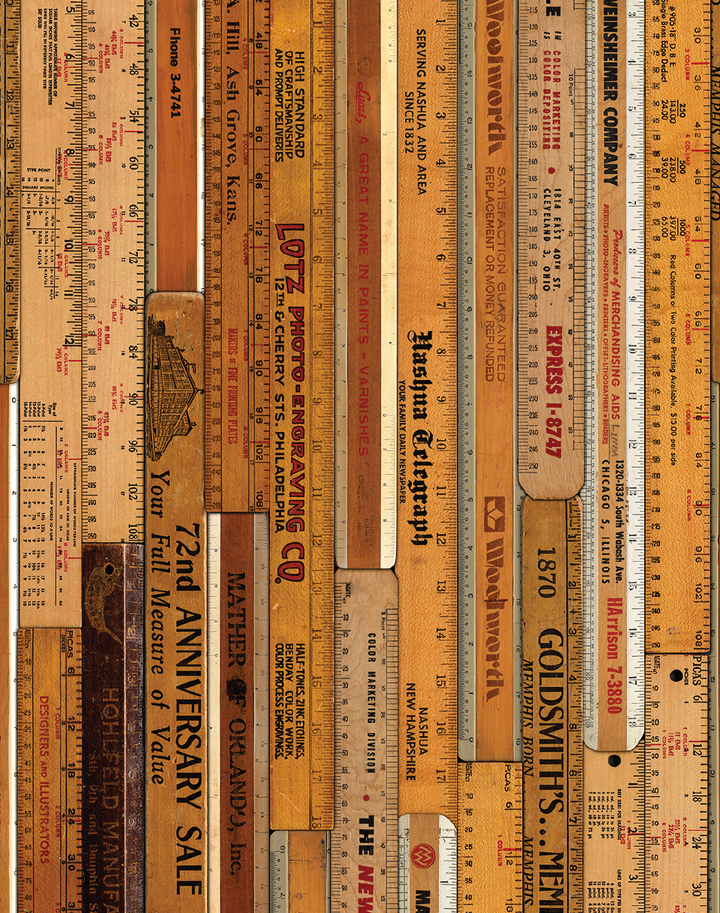 MRV-06 Large Printed Rulers Wallpaper by Mr & Mrs Vintage