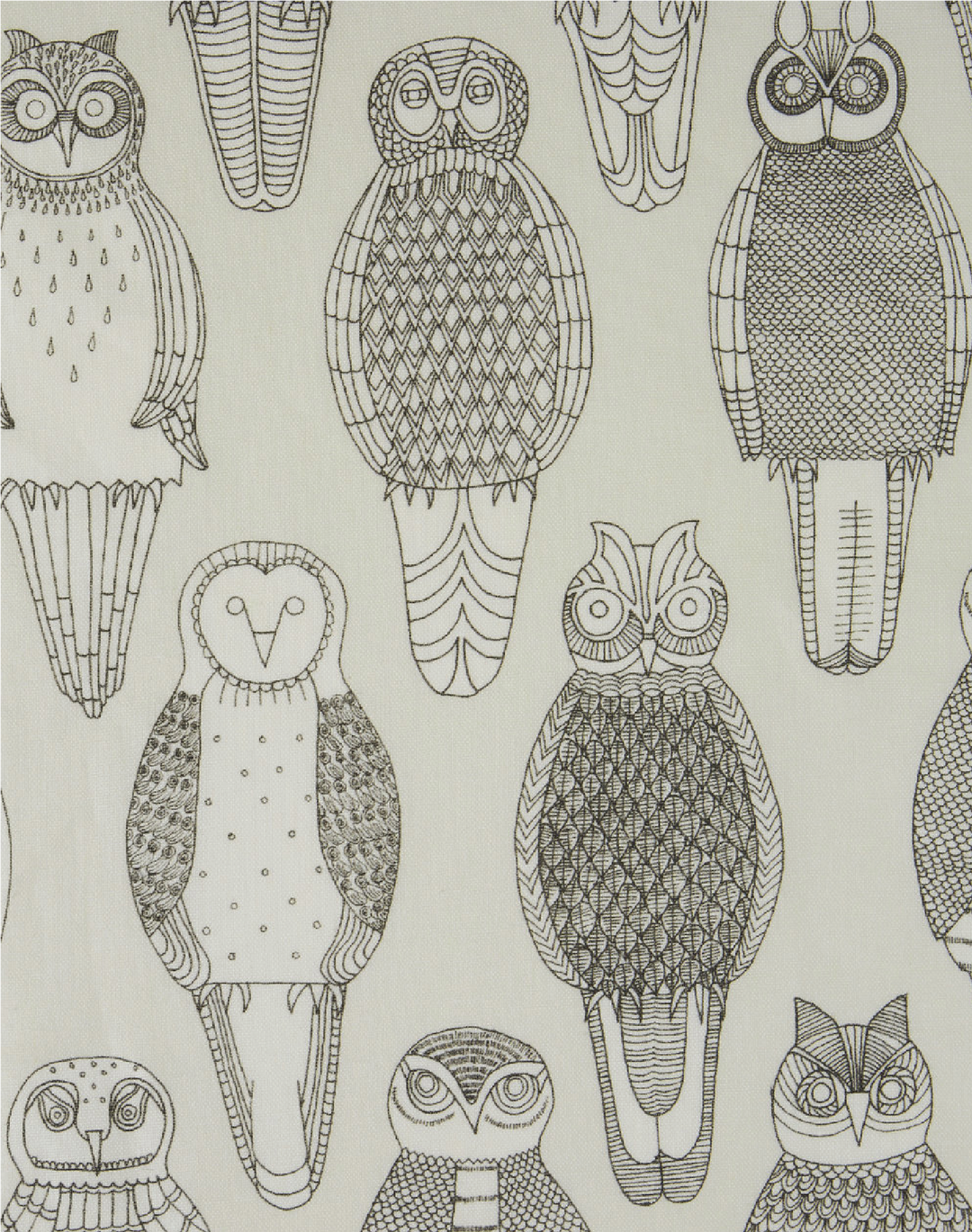 Owls of the British Isles Linen Fabric