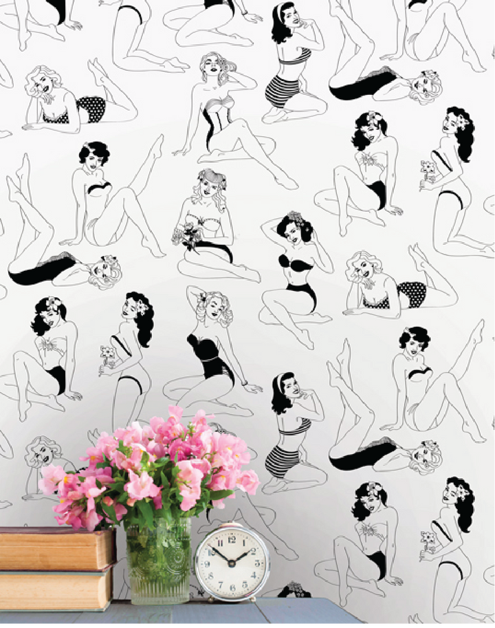 Pin-Up Wallpaper, Black and White