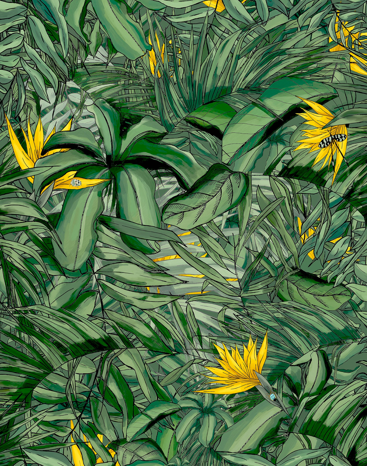 TROPICAL FOREST DARK GREEN & YELLOW