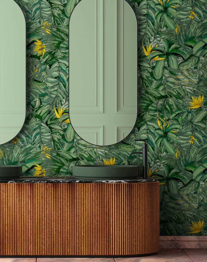 TROPICAL FOREST DARK GREEN & YELLOW