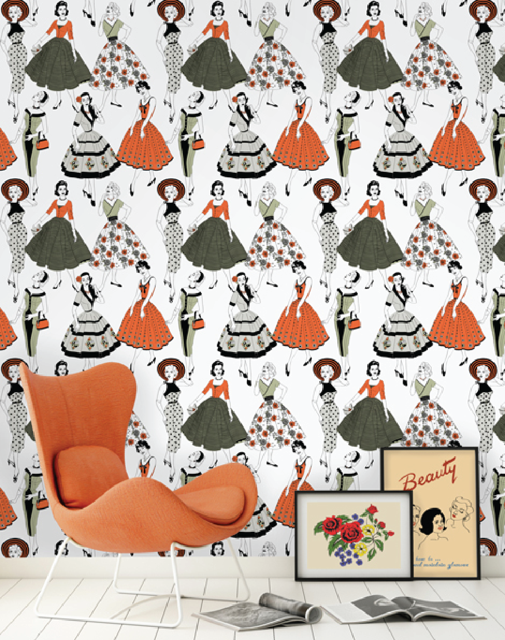 Vintage Dress Wallpaper, Color Vintage Dress Wallpaper, Color