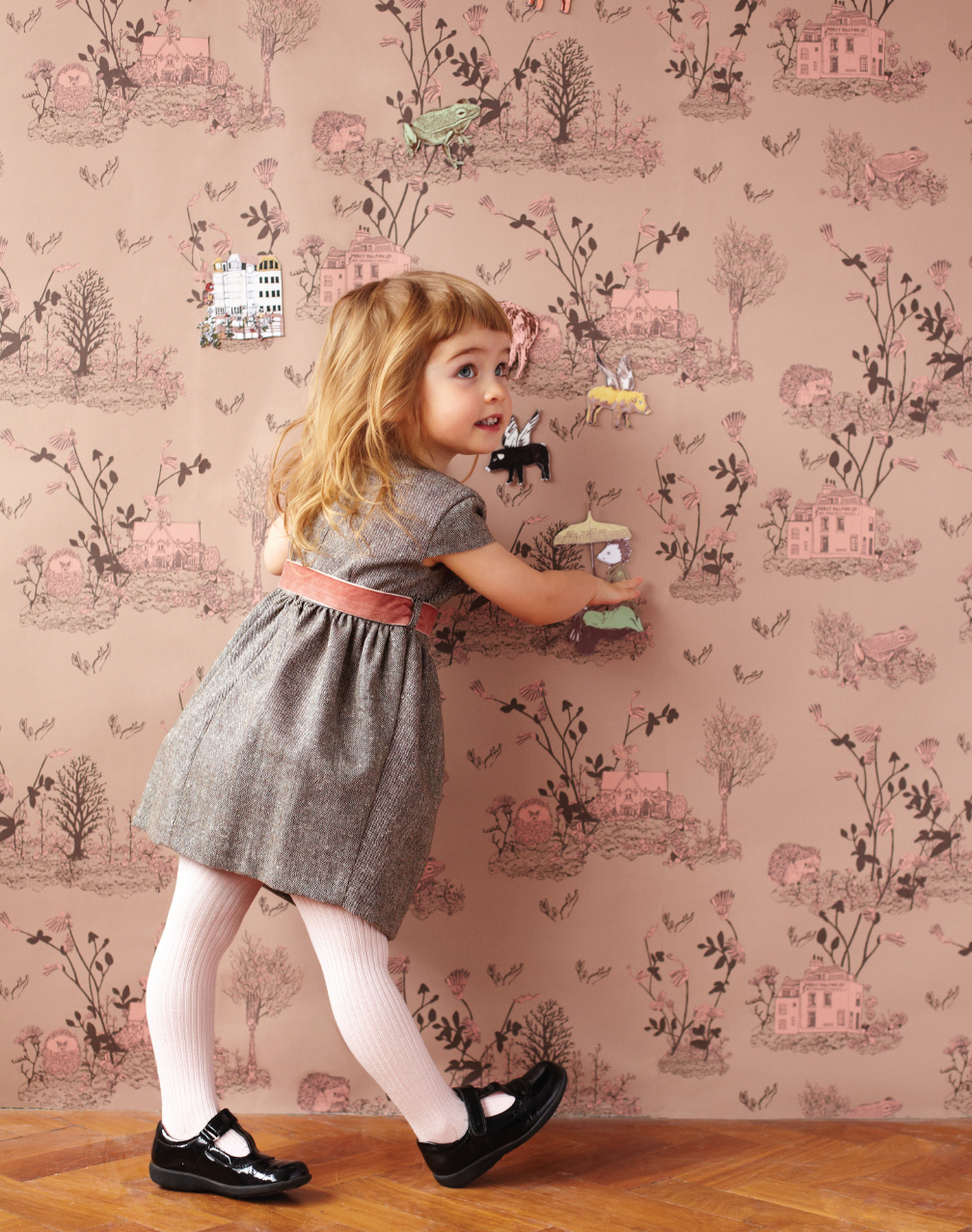 Woodlands Wallpaper in Brown and Pink