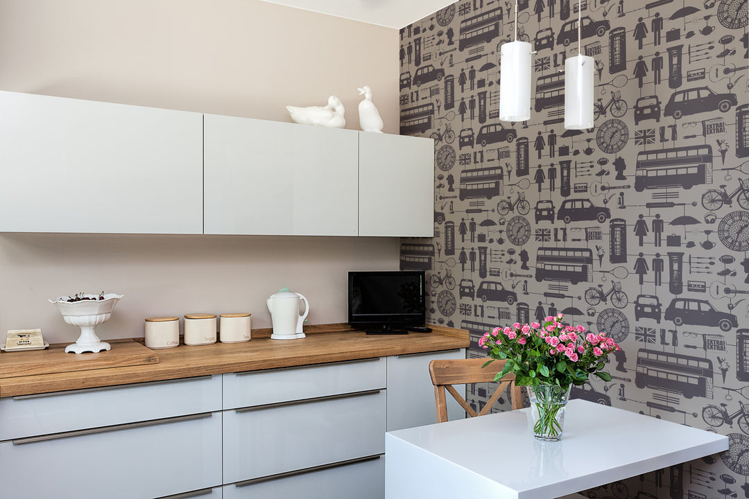 Airfix London Wallpaper in Taupe